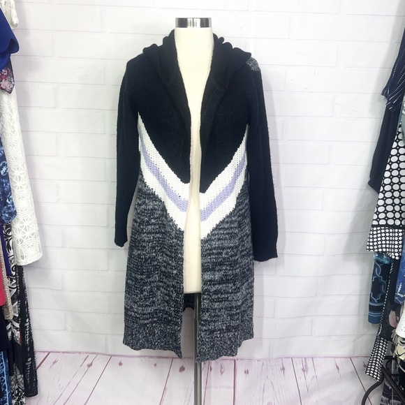 |•CHRISTOPHER & BANKS•| Long Cozy Hooded Cardigan Size Small - Picture 2 of 6